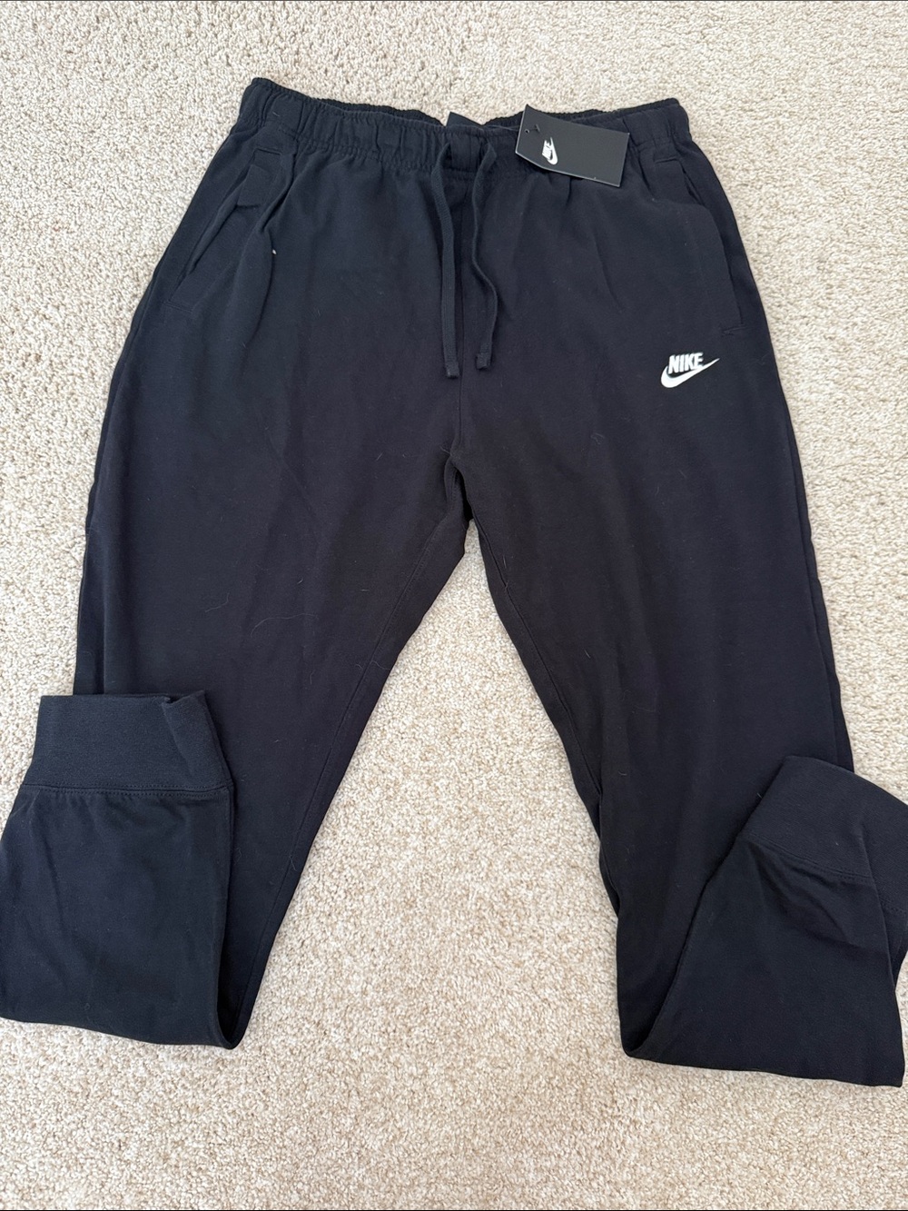 Nike Black Men's Jogger Sweatpants with White Swoosh